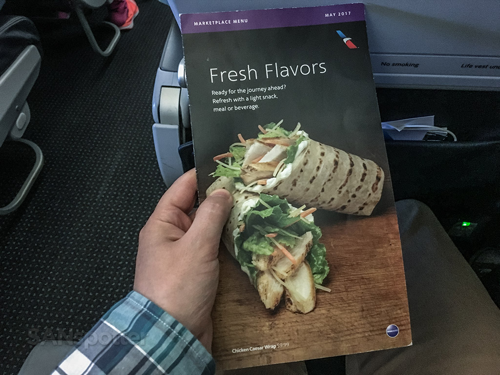 American Airlines menu 