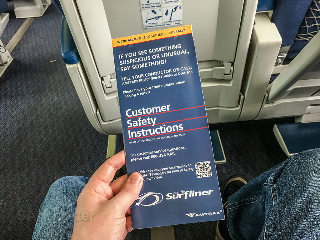  Amtrak pacific surfliner train safety card cover 