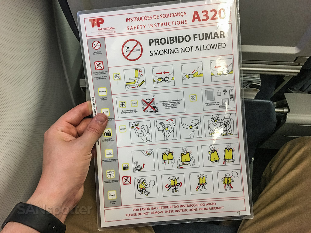 TAP Portugal A320 safety card