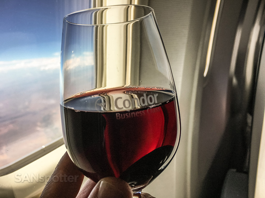 Condor business class red wine