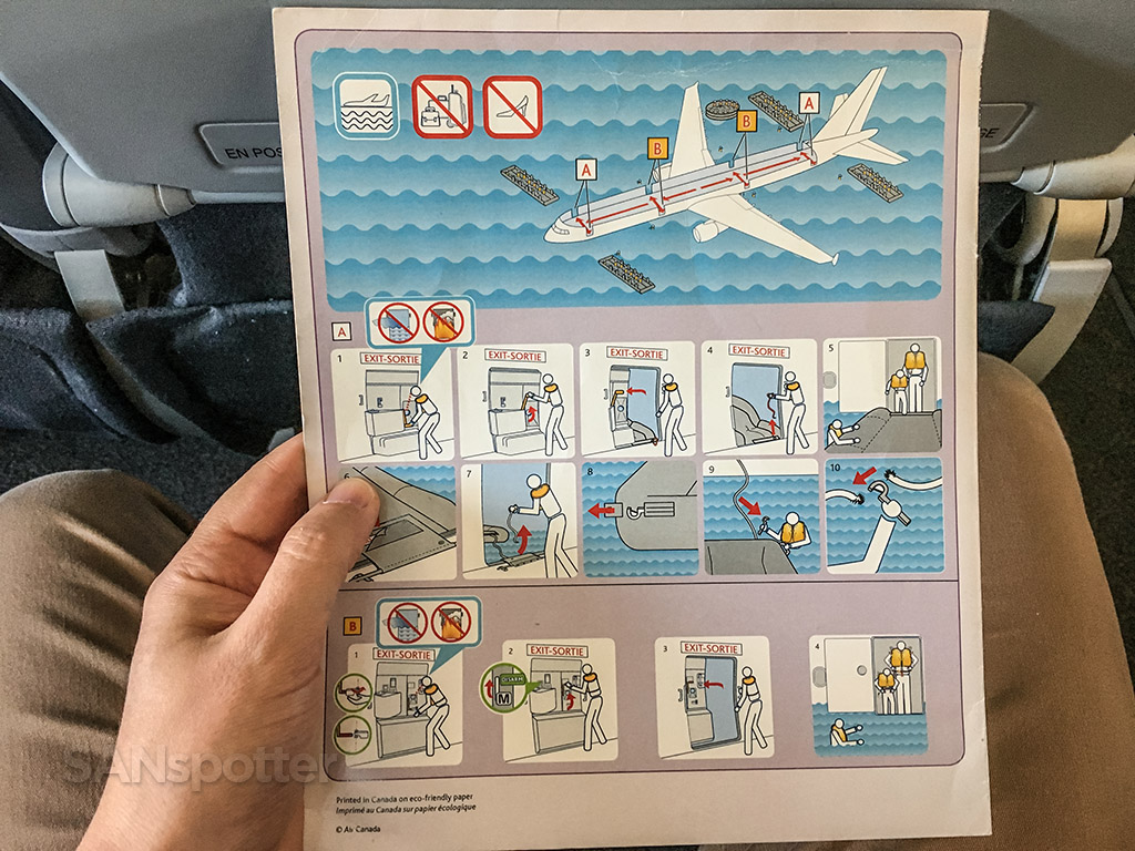 Air Canada Rouge a321 safety card rear