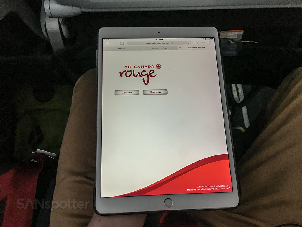 Air Canada Rouge streaming entertainment 