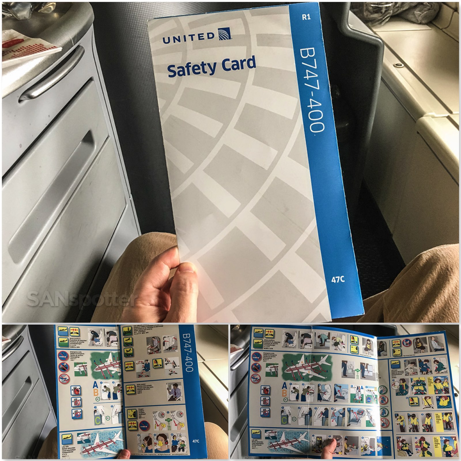 United airlines 747–400 safety card