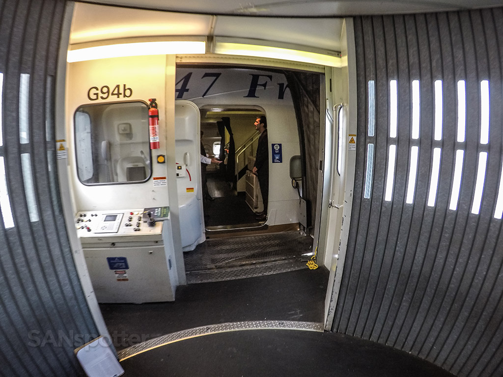 United Airlines 747–400 boarding door