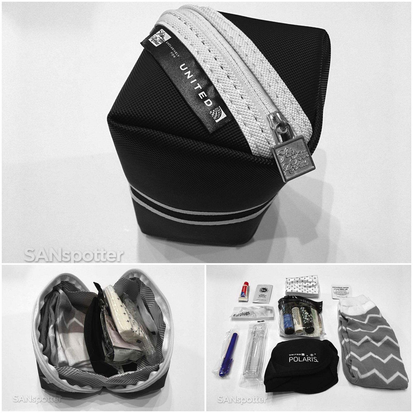 United Airlines Polaris business class amenity kit contents