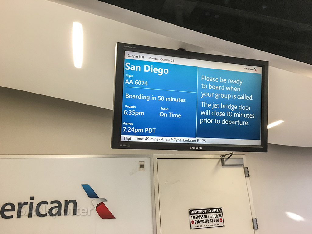 American Airlines flight information display LAX commuter terminal