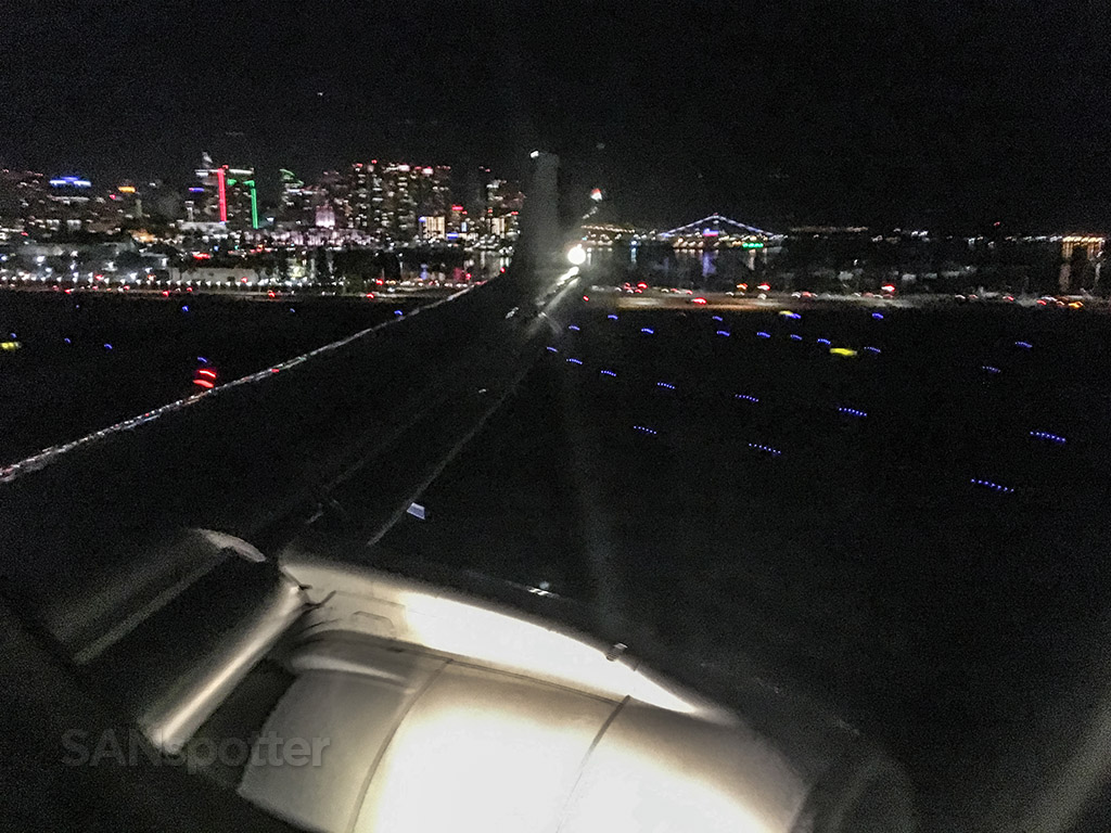 Night time San Diego airport approach