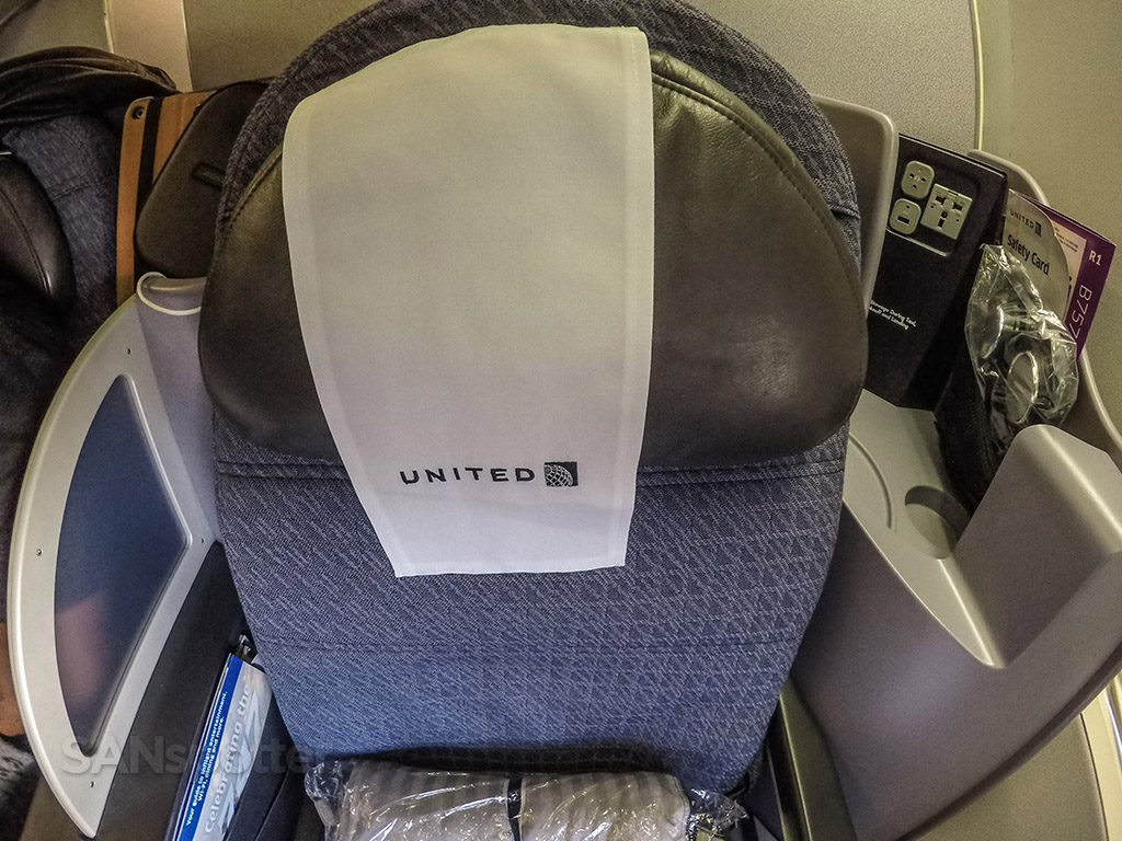 United Airlines 757-200 Premium Business Class (P.S.) seat headrest