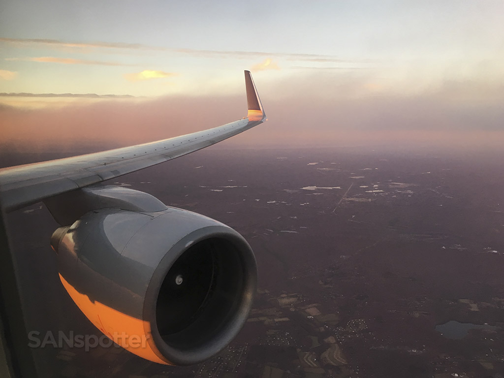Landing during sunset
