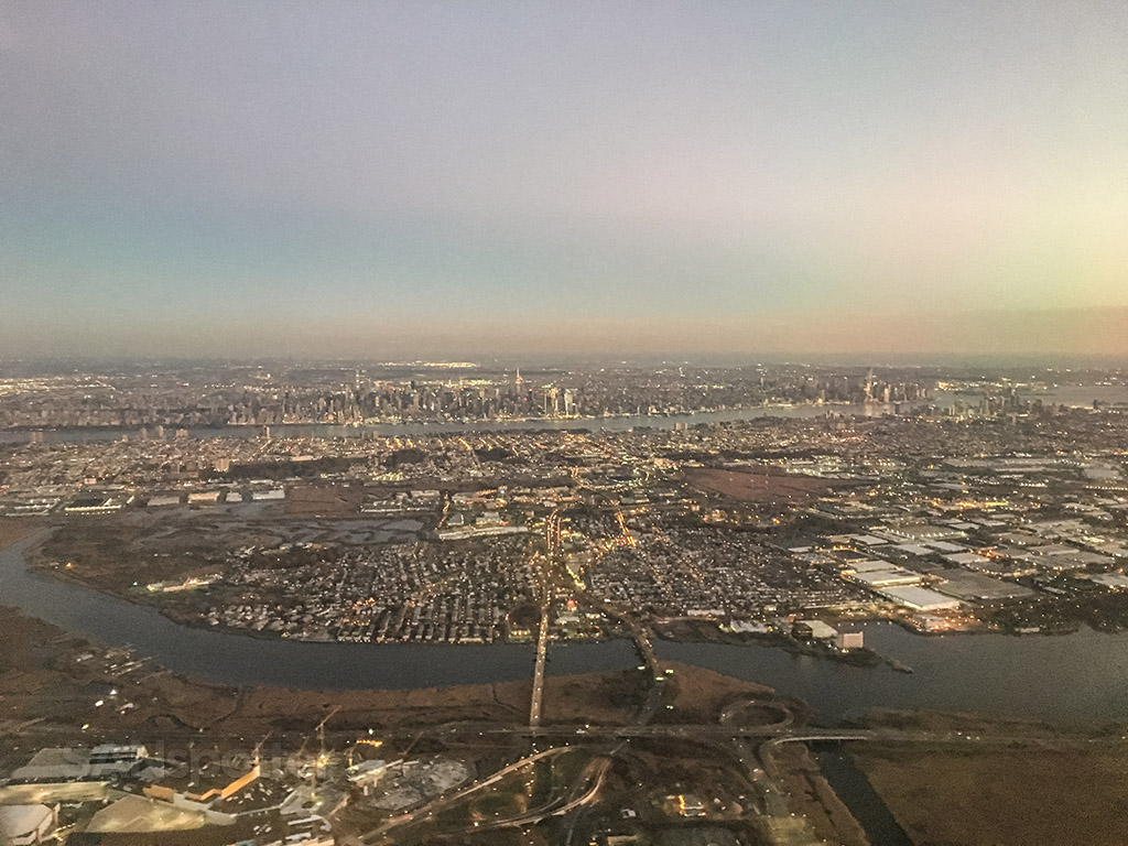 View of New York City on approach into EWR