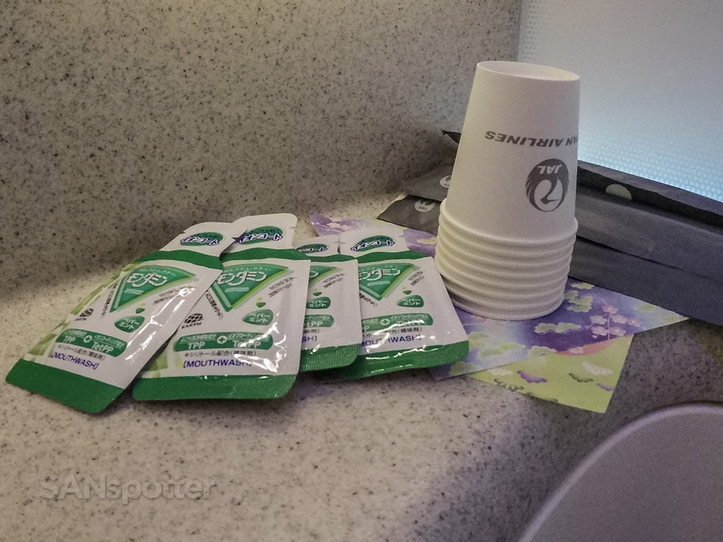 Japan Airlines business class free mouthwash