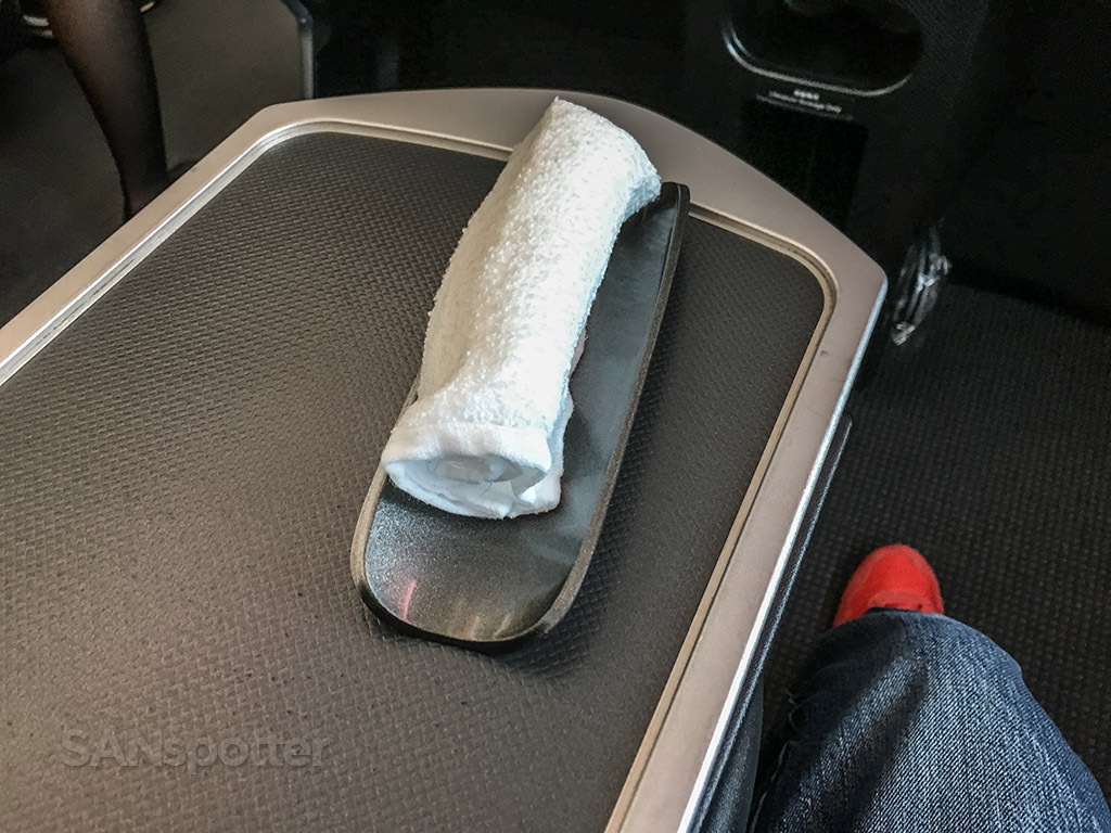 Japan Airlines business class cold towel
