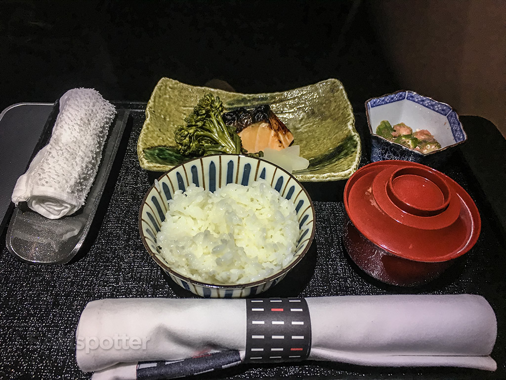 Japan Airlines business class breakfast