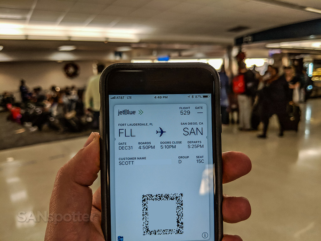 JetBlue mobile boarding pass Fort Lauderdale airport