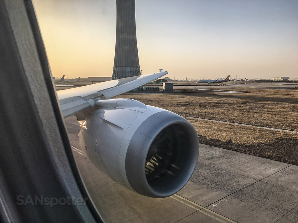 Beijing airport sunset
