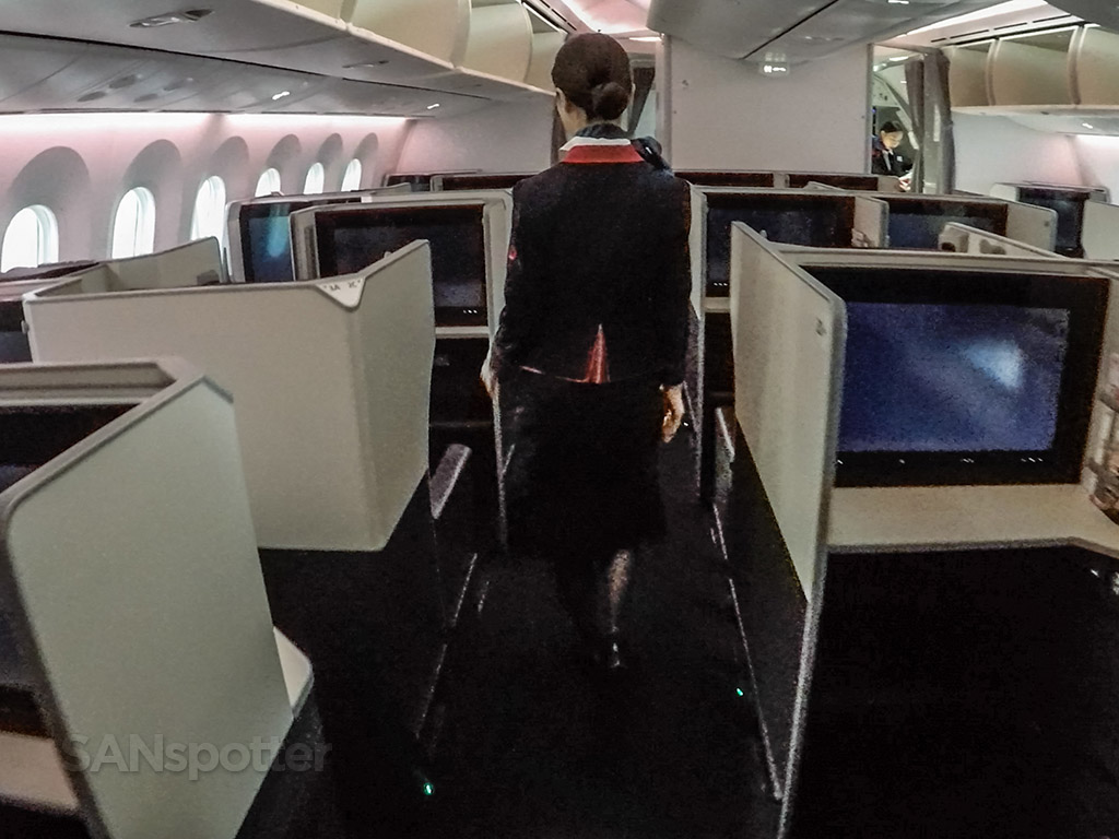 Japan Airlines flight attendant sky suite