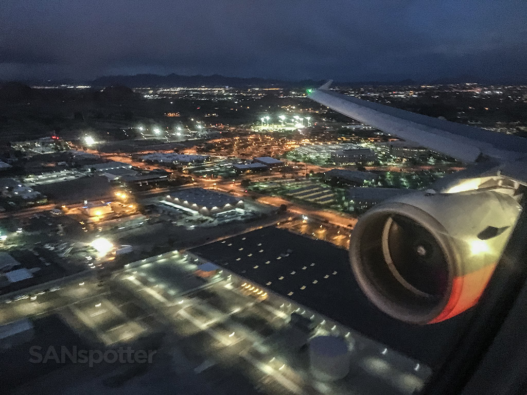 Phoenix sky Harbor approach at night