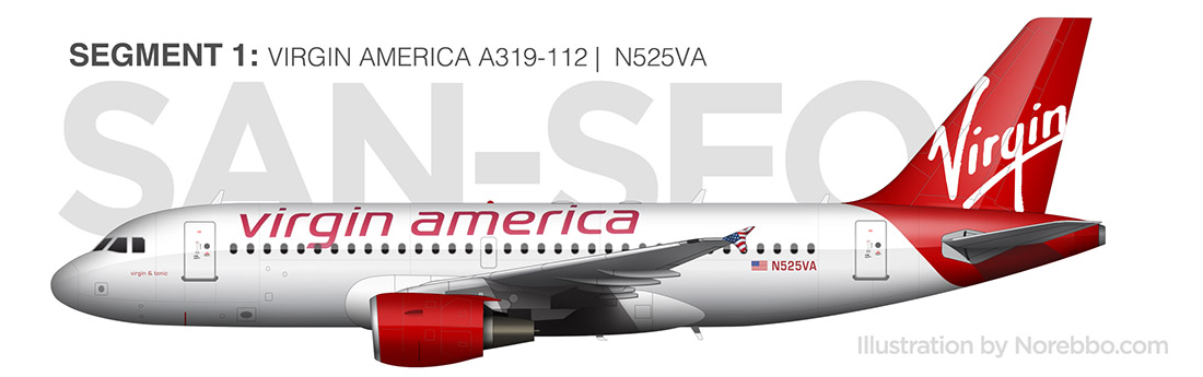 virgin america a319 side view