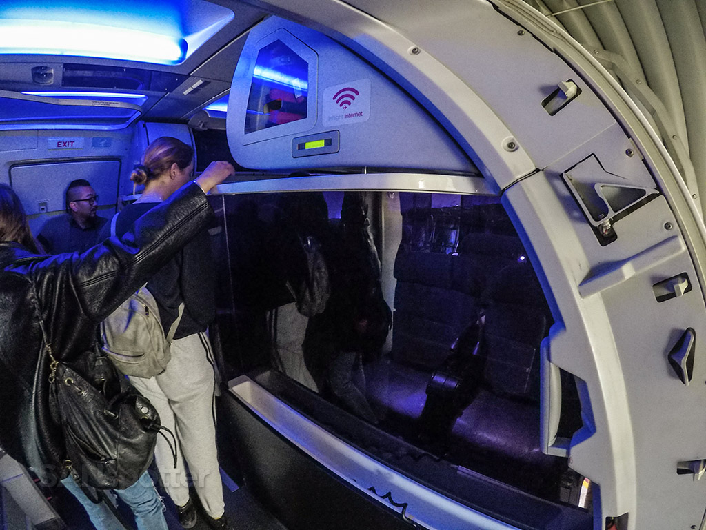 Virgin America transparent purple bulkhead