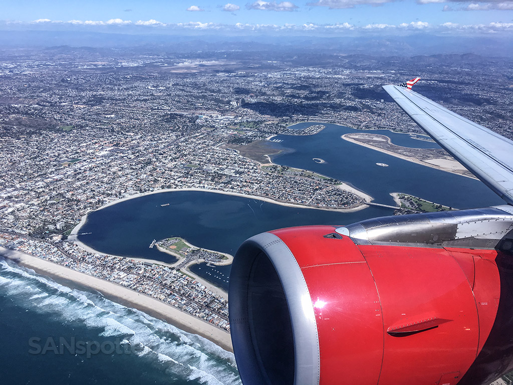 Departing San Diego airport over Mission Bay