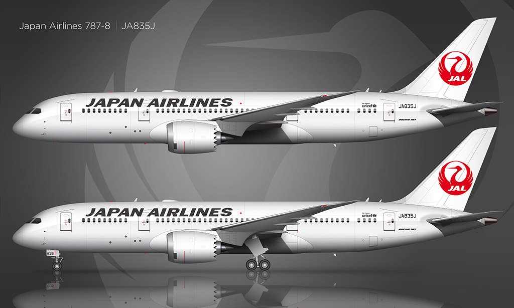 Japan Airlines Boeing 787-8 side view