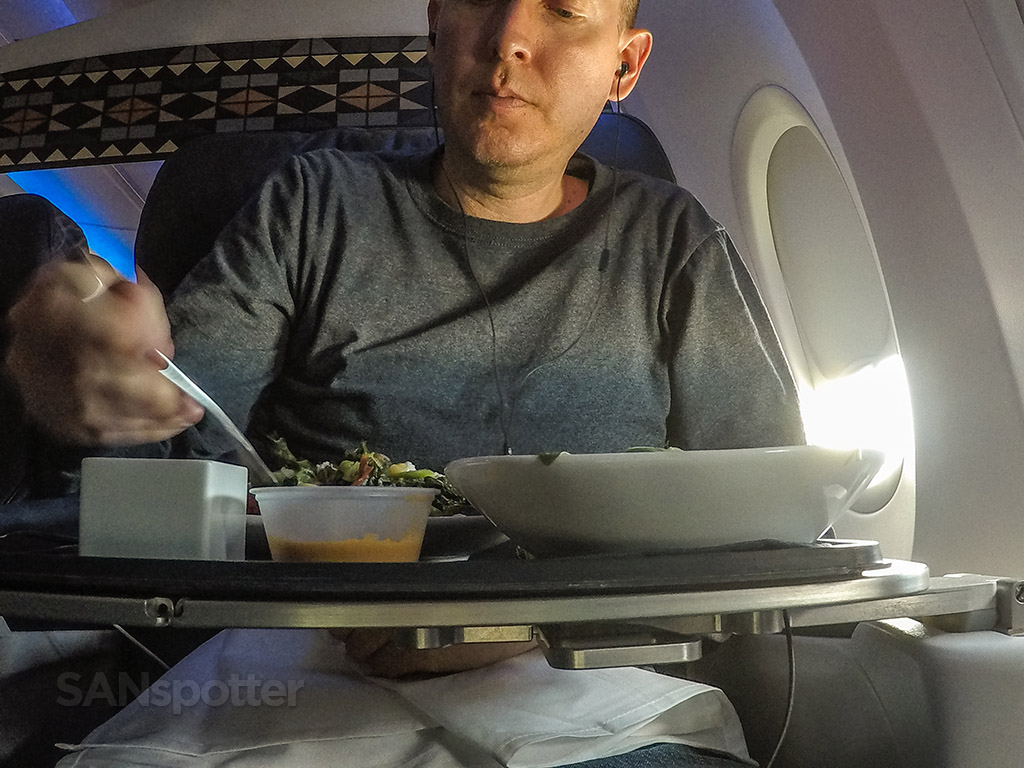 SANspotter selfie alaska airlines first class meal 