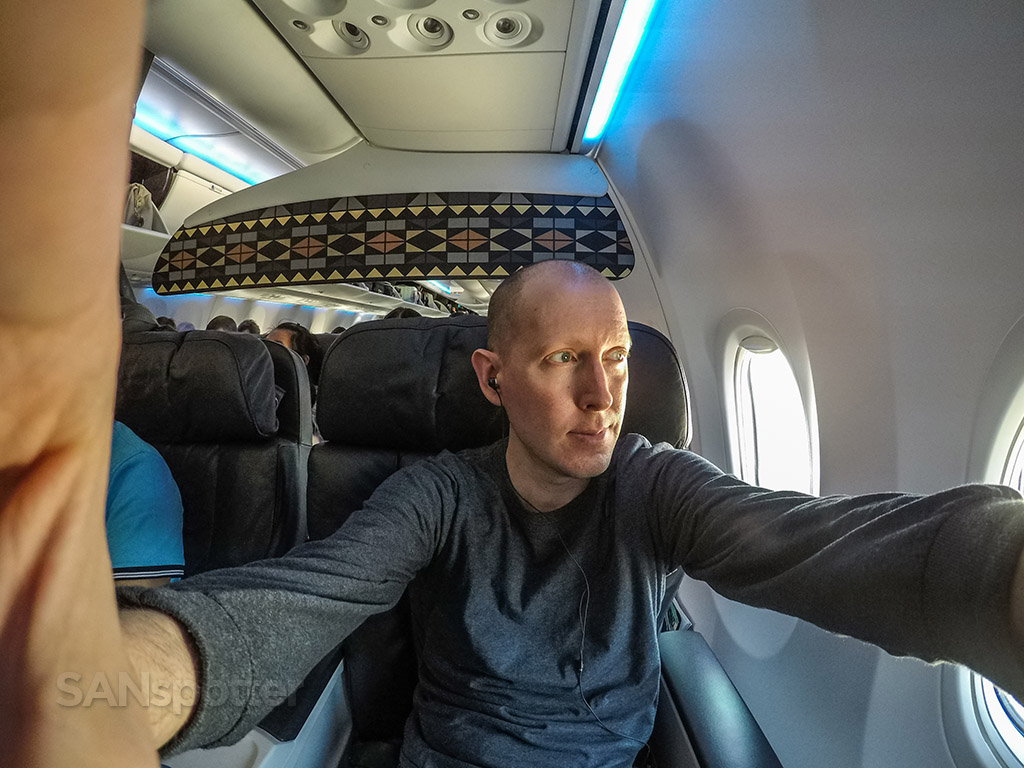 SANspotter selfie Alaska Airlines first class