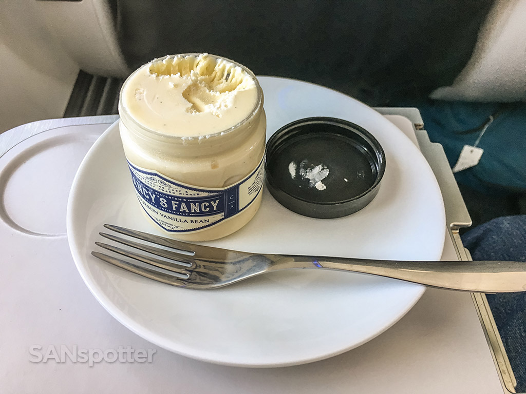 Alaska airlines first class ice cream