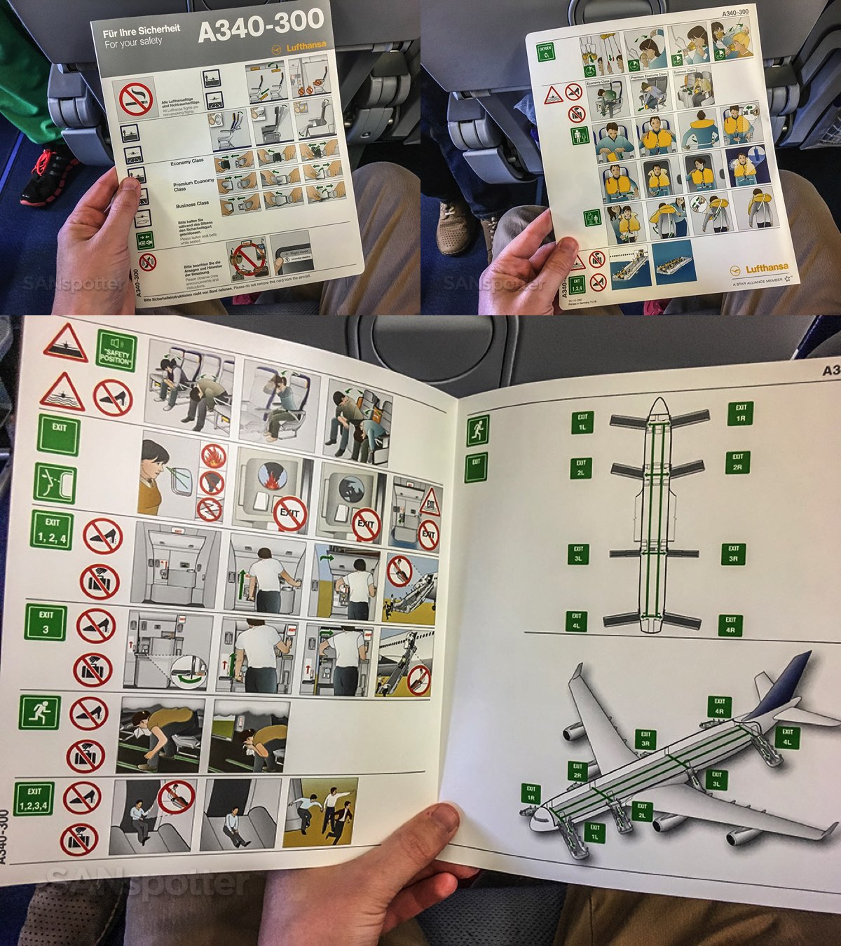 Lufthansa a340-300 safety card
