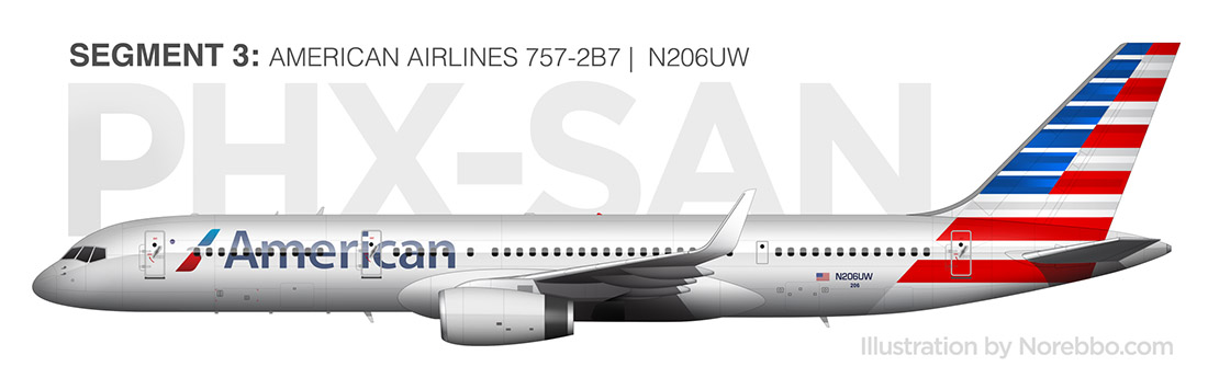 American Airlines 757-200 side view rendering