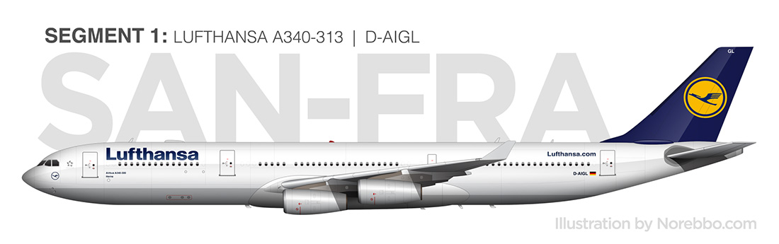 Lufthansa A340-300 side view illustration