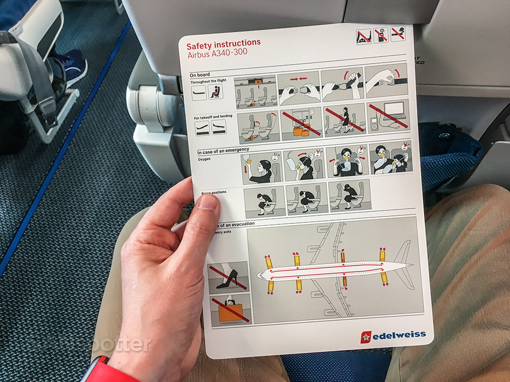 Edelweiss A340 safety card 