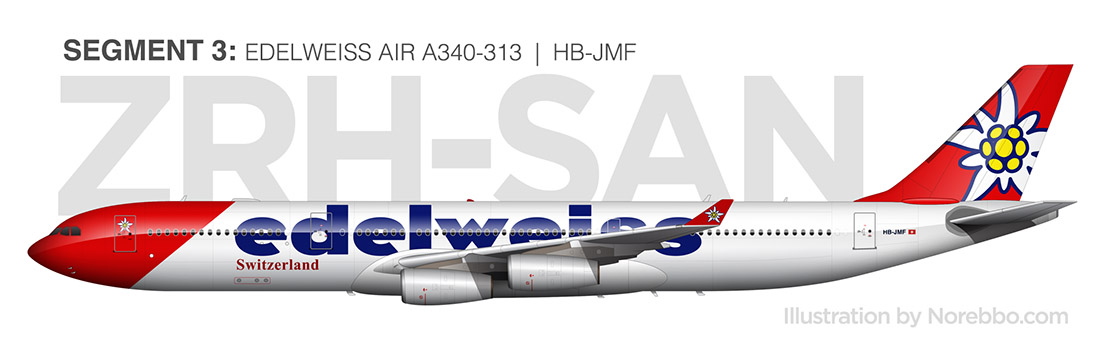 Edelweiss Air A340-313 side view