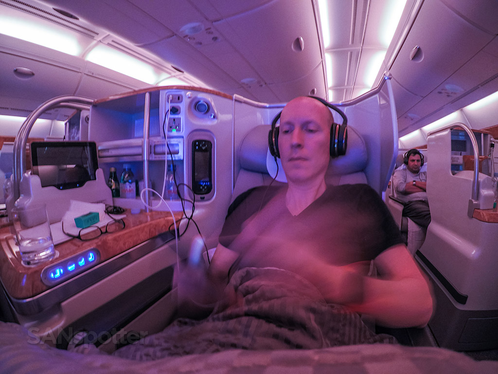 SANspotter selfie Emirates A380 business class 