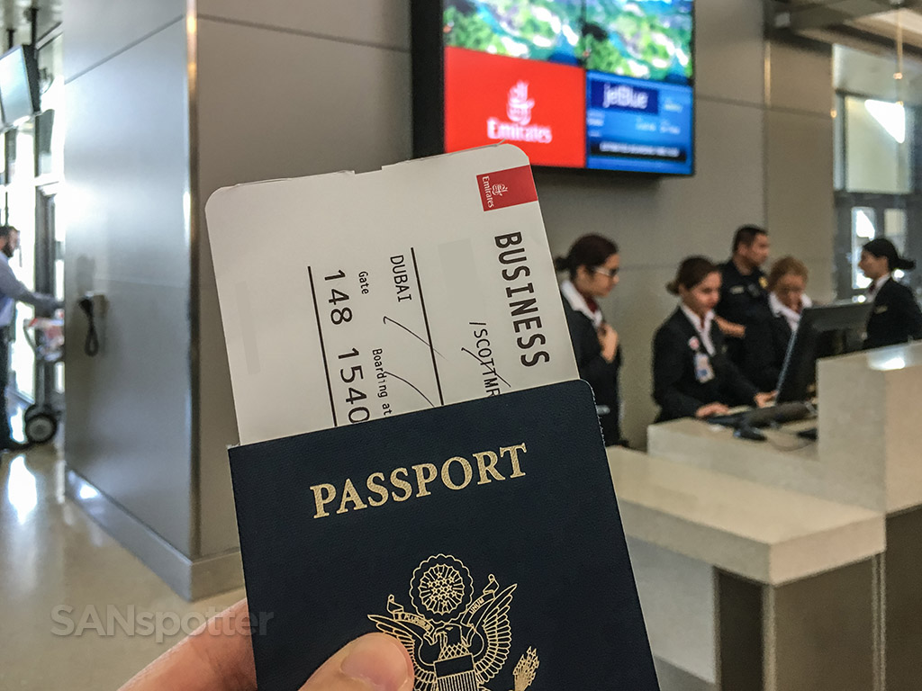 Emirates business class boarding pass