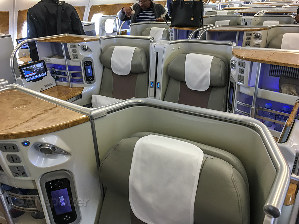 Emirates A380 business class cabin