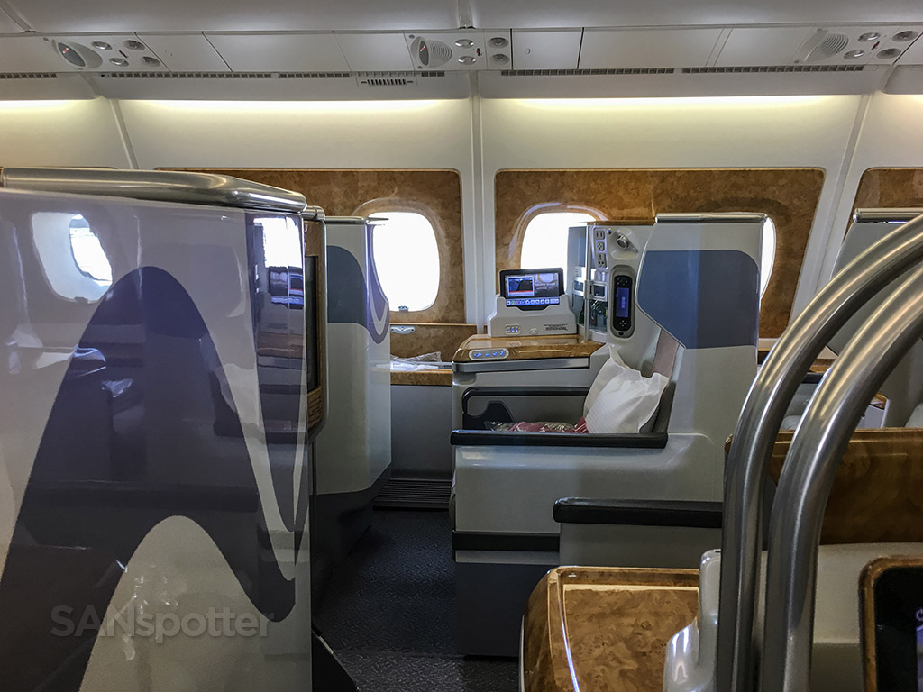 Emirates A380 business class cabin