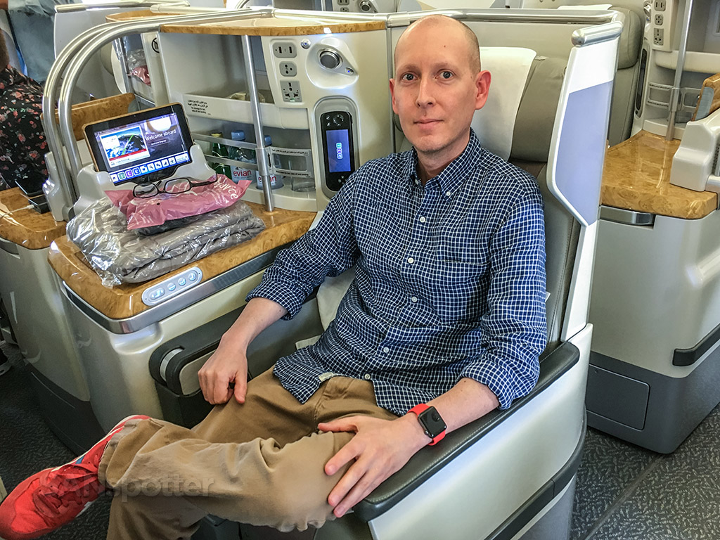 SANspotter selfie Emirates business class