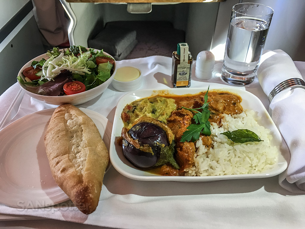 Emirates business class dinner main course