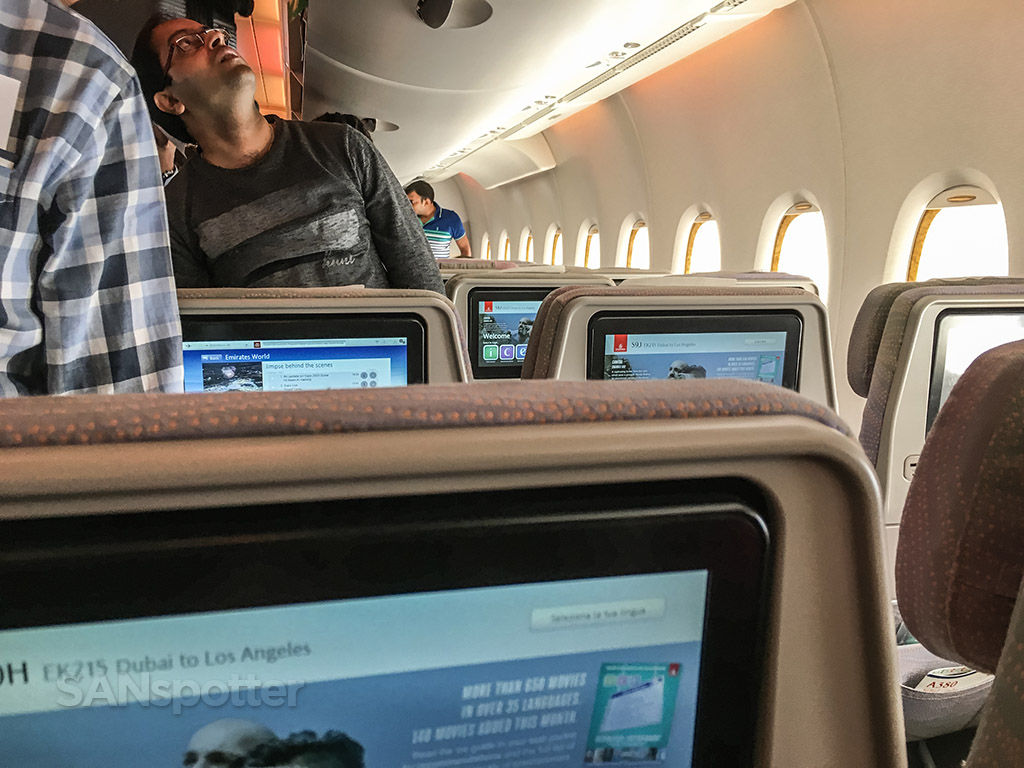 Large video screens Emirates a380 economy class