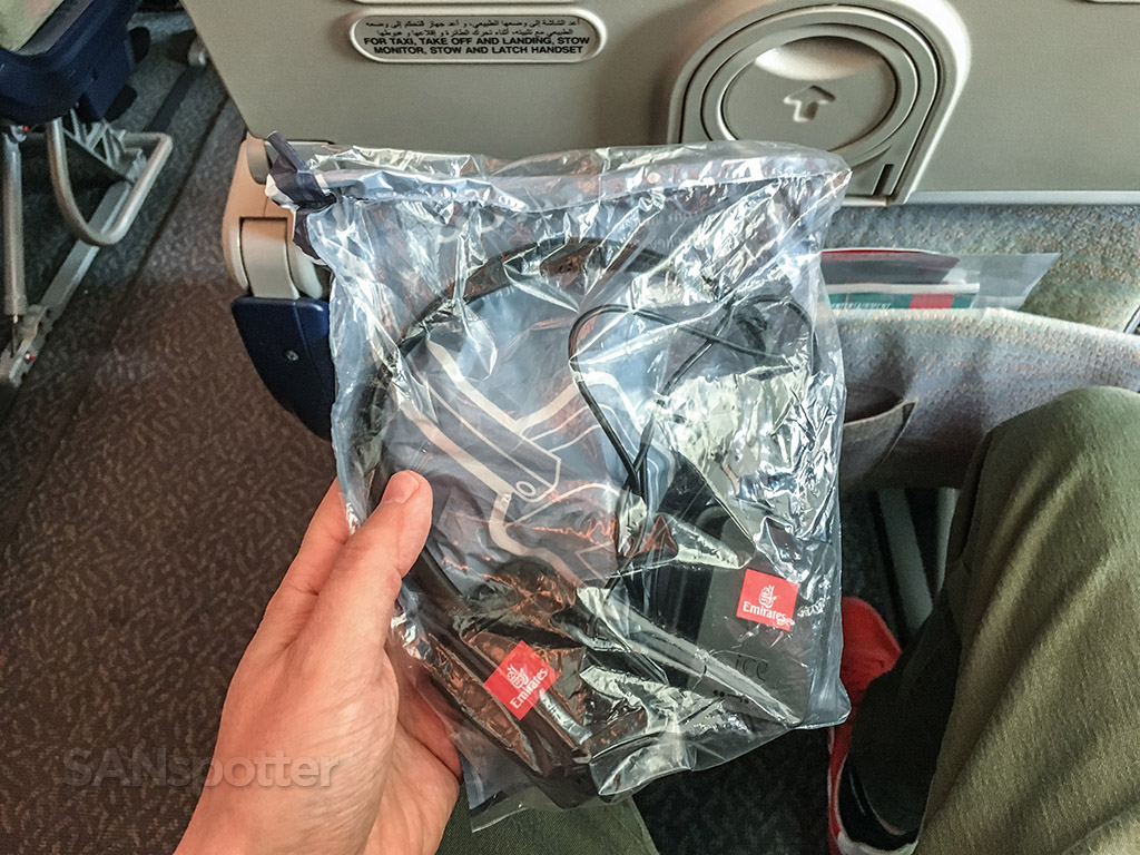 Emirates A380 economy class headphones
