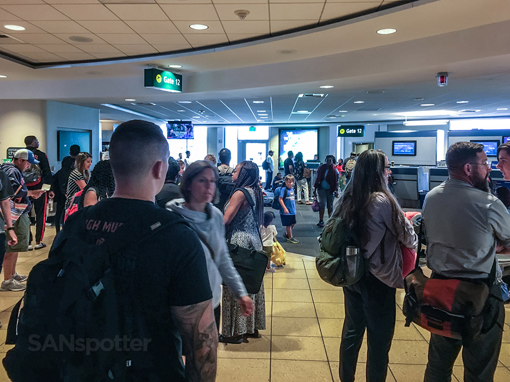 Overcrowded terminal one San Diego airport