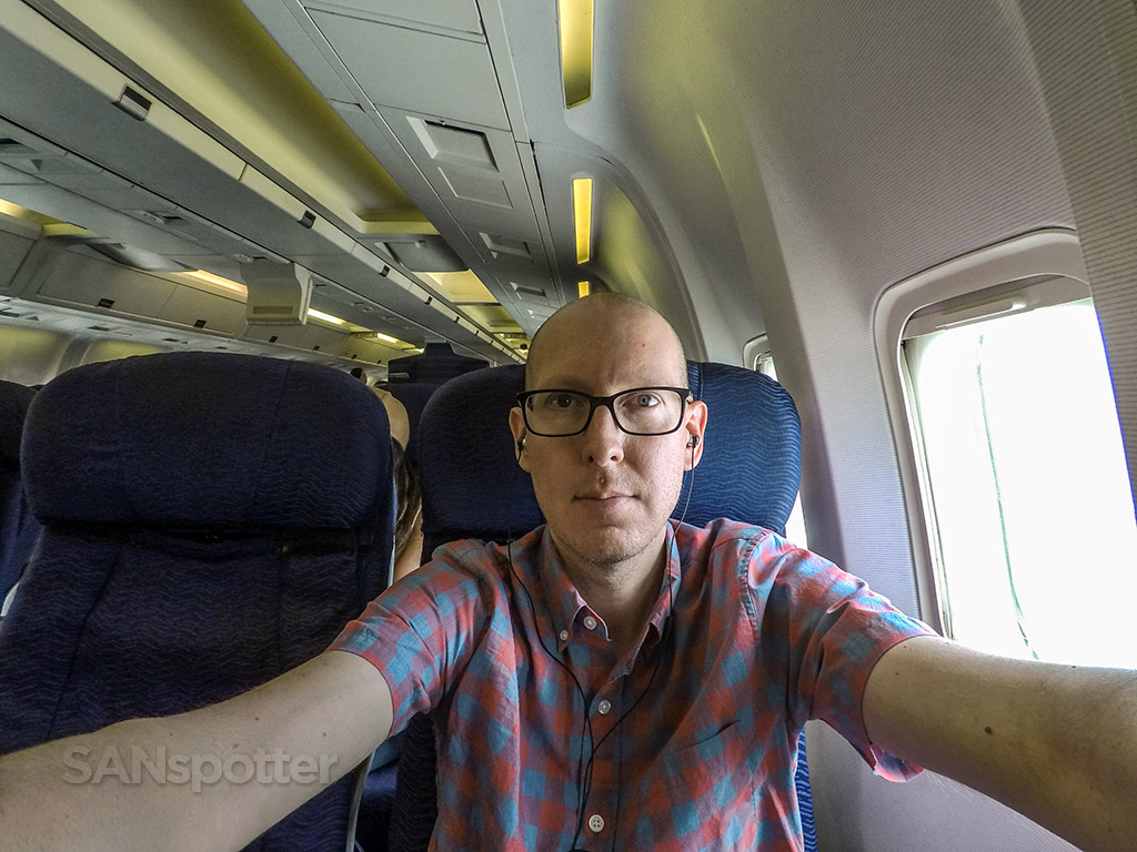 SANspotter selfie Hawaiian Airlines 767 interior