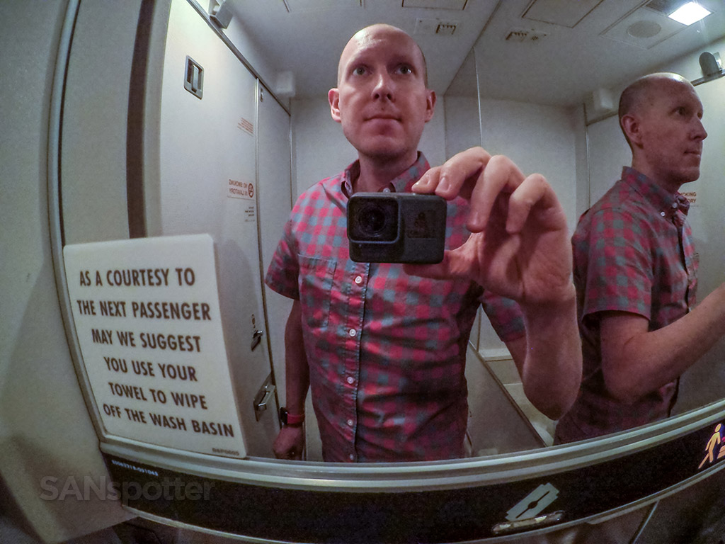 Hawaiian airlines 767 bathroom selfie