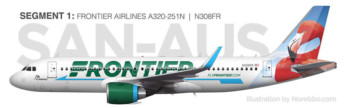 Frontier Airlines A320neo flo the flamingo