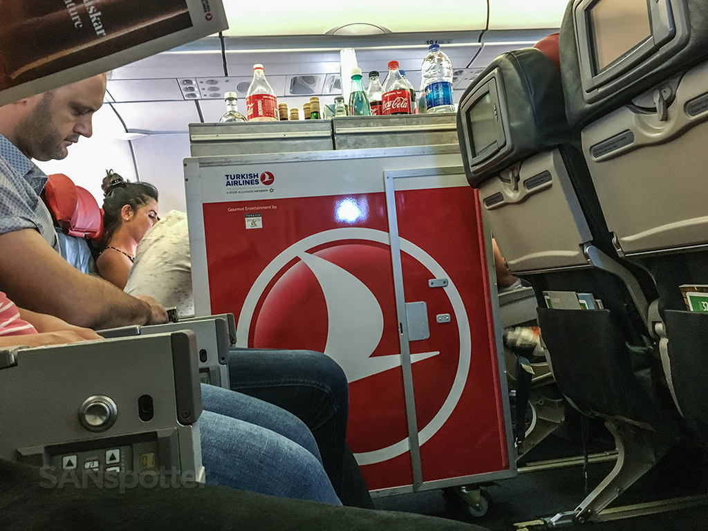 Turkish Airlines economy class dinner service