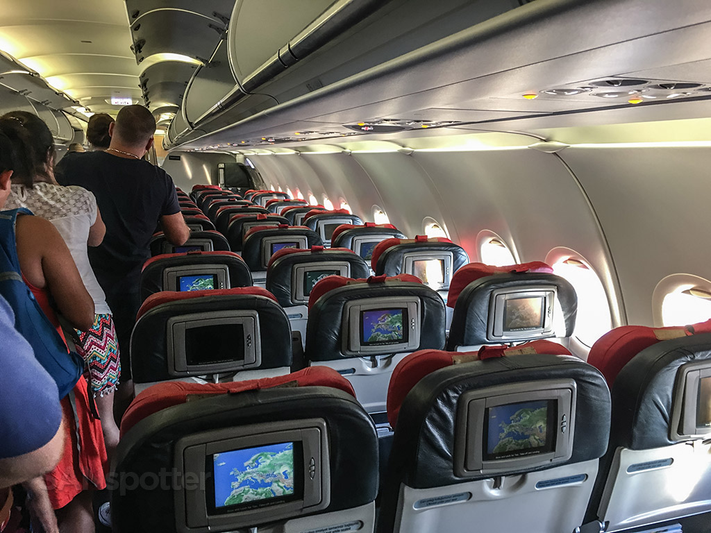 Turkish Airlines A321 economy class red head rests