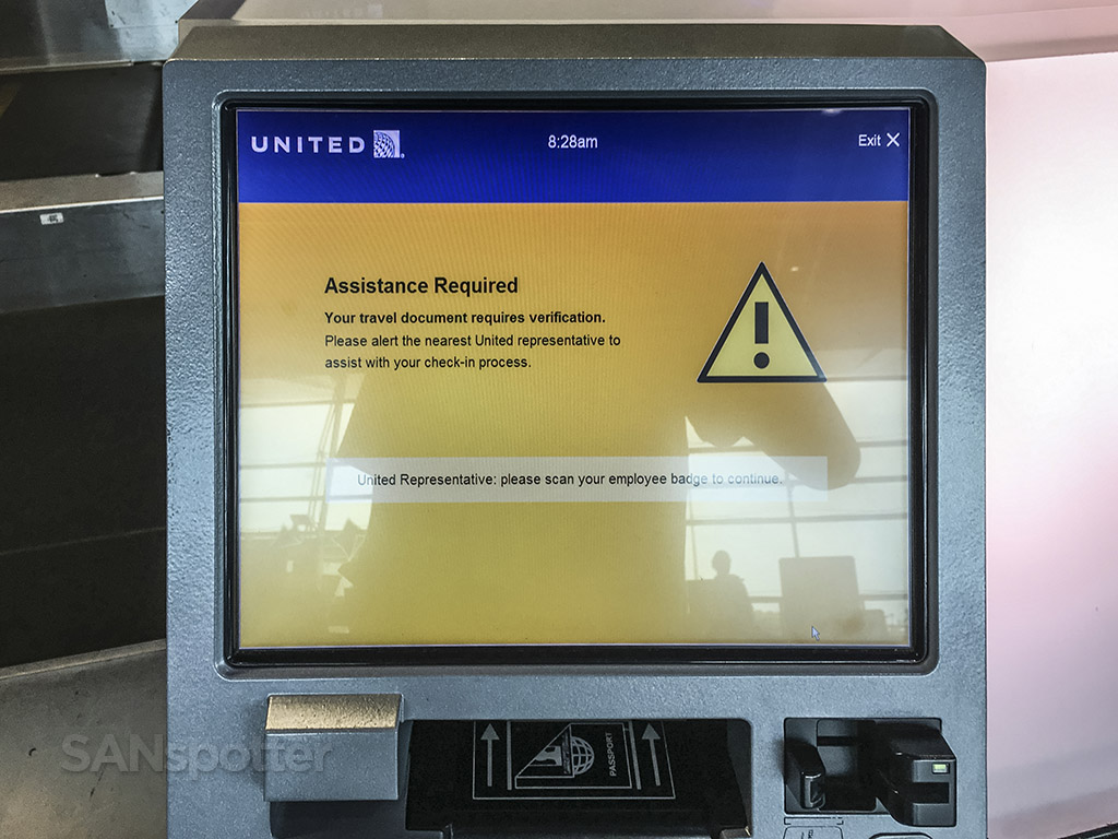 United airlines kiosk error