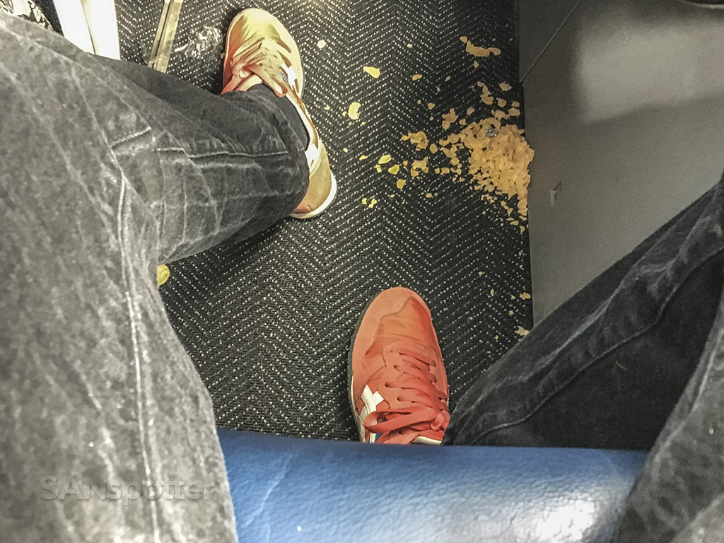 Filthy airplane floor