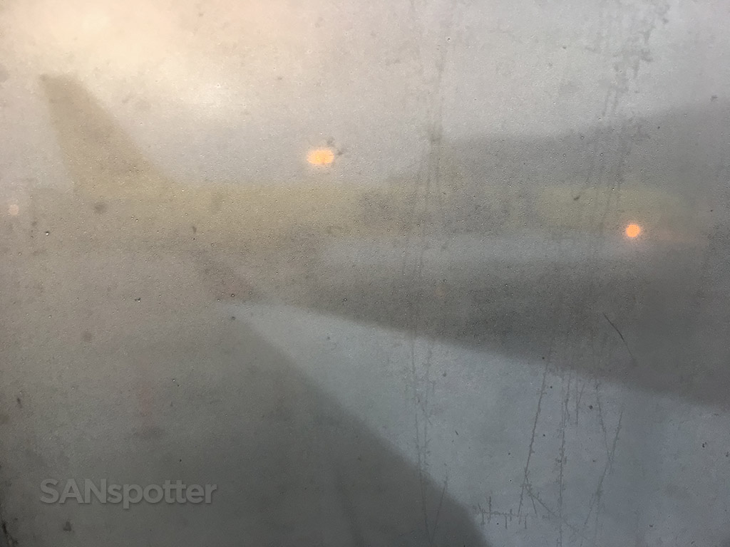 Dirty airplane window